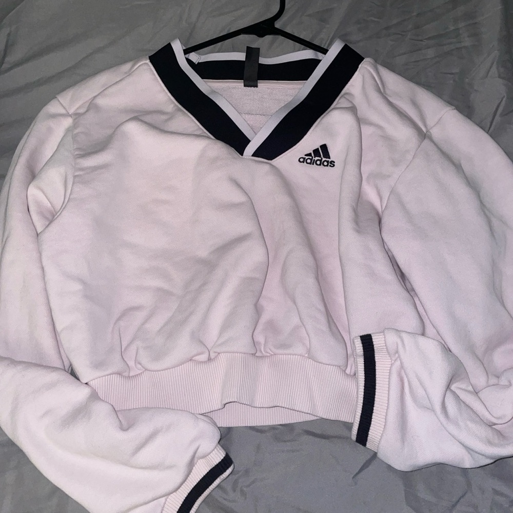 pink adidas cropped sweatshirt